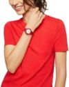 Ρολόι HIP HOP Lace Pink Red Star Red Combined Materials Strap - Image 2