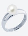 Μονόπετρο δαχτυλίδι SOLEDOR Pearl Sparkle από λευκόχρυσο 14Κ με μαργαριτάρι