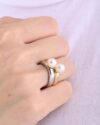Μονόπετρο δαχτυλίδι SOLEDOR Pearl Sparkle από λευκόχρυσο 14Κ με μαργαριτάρι - Image 4