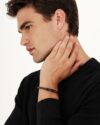 Ανδρικό βραχιόλι Leather Bloom από ανοξείδωτο ατσάλι και δέρμα - Image 2
